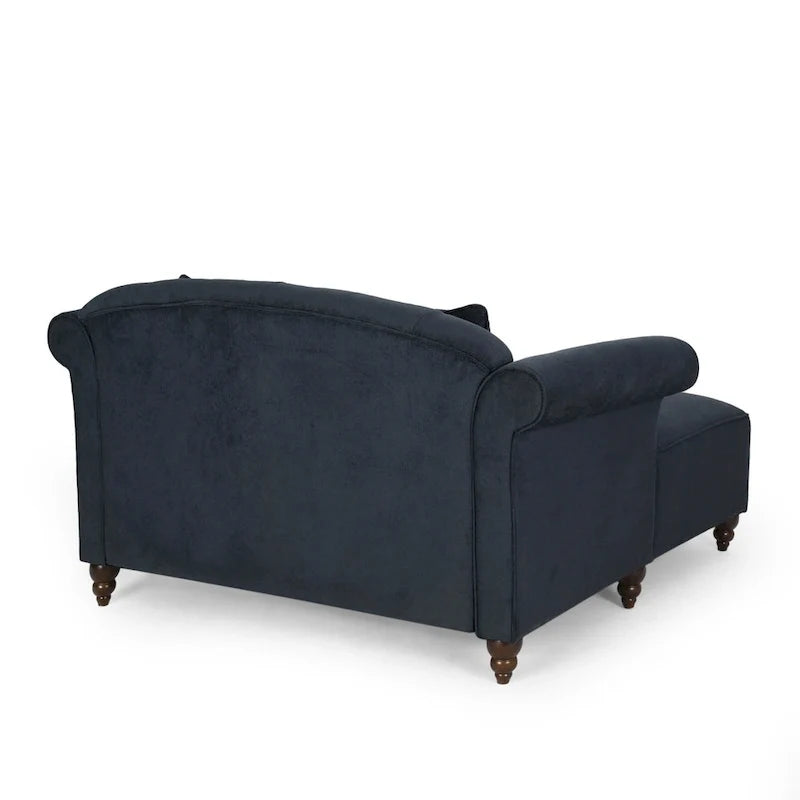 Chaise longue doble tapizada en color carbón con patas de abedul
