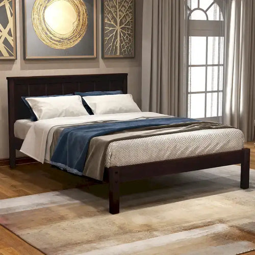 Cama individual de pino y MDF con cabecero y espacio de almacenamiento