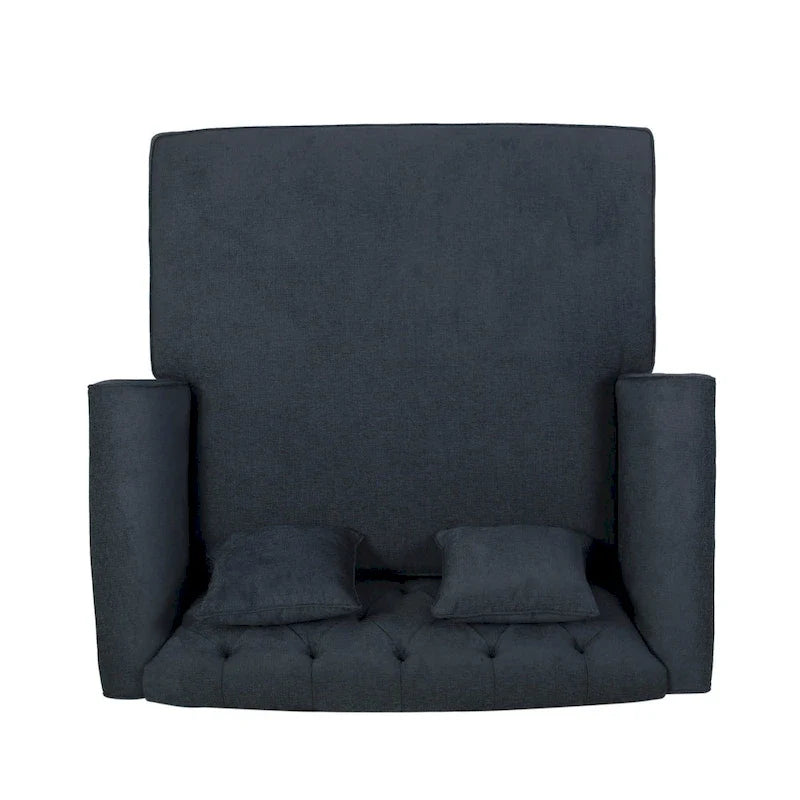 Chaise longue doble tapizada en color carbón con patas de abedul