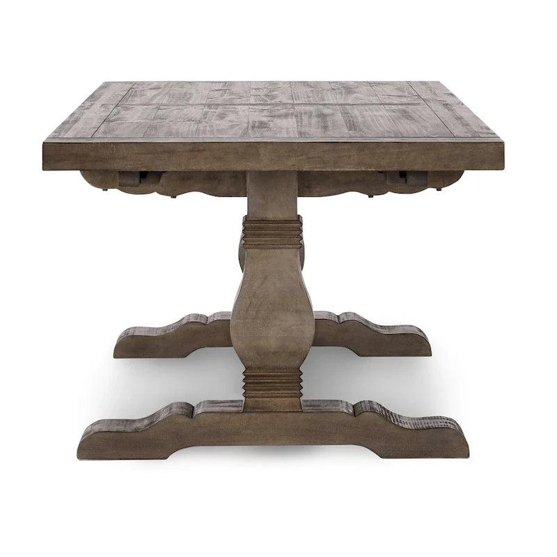 Mesa de comedor extensible de pino reciclado para hasta 10 personas