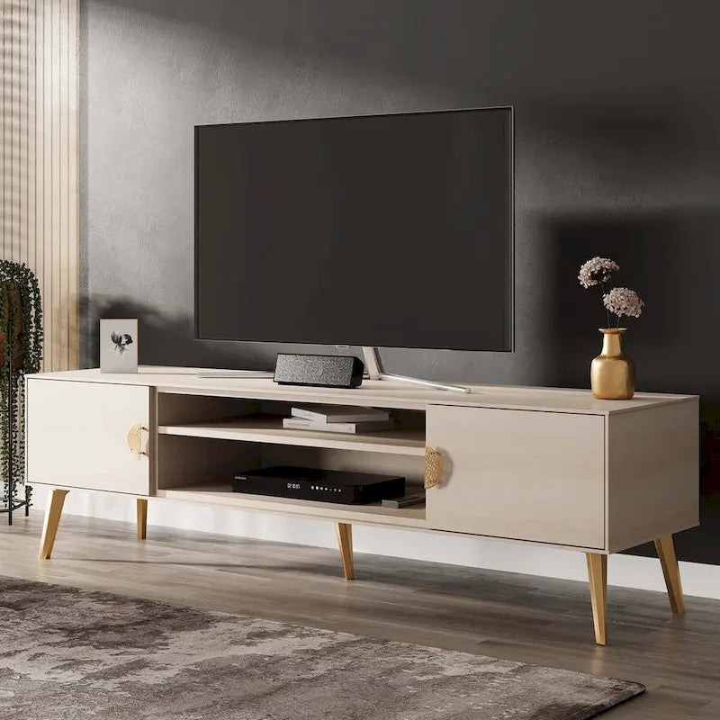 Mueble de TV de 70,9 pulgadas con 2 puertas y estante central